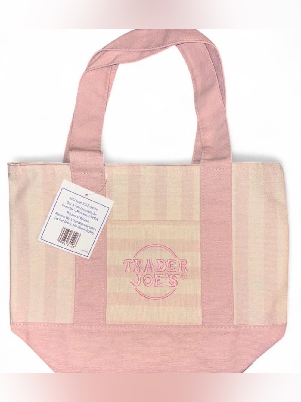 Trader Joe’s Pink Striped Tote Bag - Picture 1 of 1